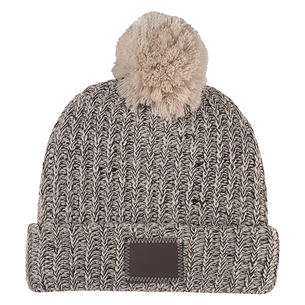 Natural-Gray color option for Leatherette Pom Beanie