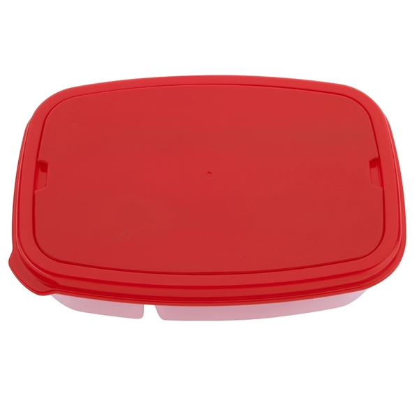 Red color option for Two Compartment Plastic Lunch Kit
