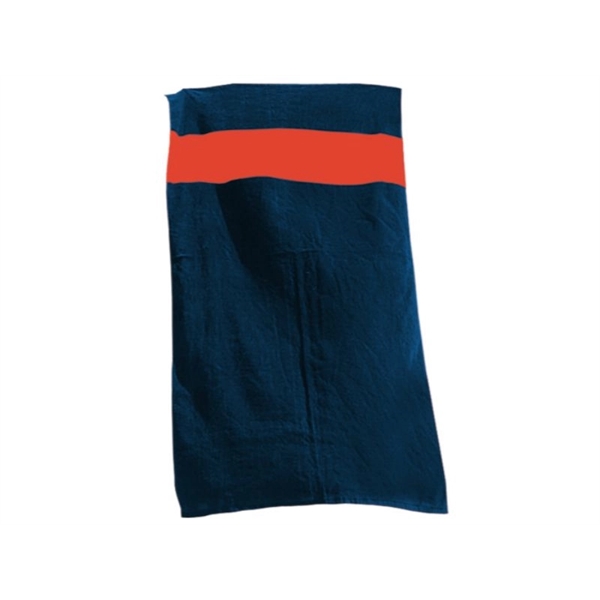 Navy Blue-Orange color option for Bath Towel Rugby Stripe Beach