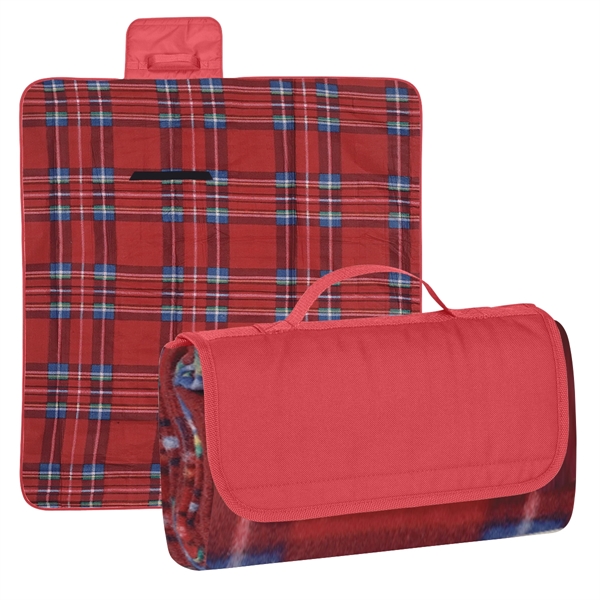 Red-Red-Blue color option for Roll Up Blanket For Travel