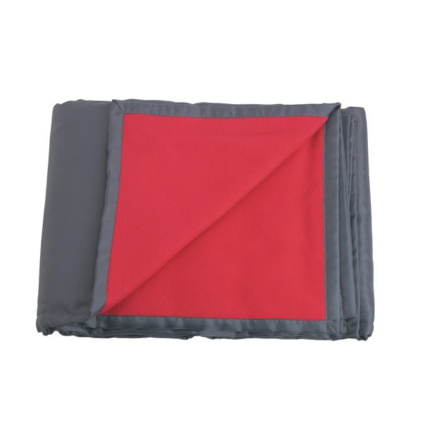 RED WITH GRAY color option for Fleece Blanket In A Nylon Bag