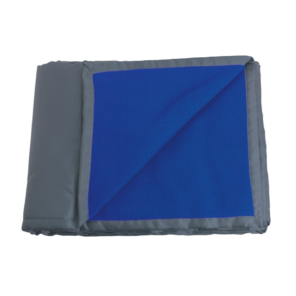 ROYAL BLUE WITH GRAY color option for Fleece Blanket In A Nylon Bag