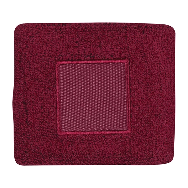 BURGUNDY color option for 100% Cotton Wristband With Patch