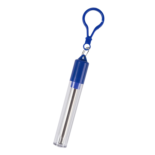 Blue color option for Foldable Stainless Straw Set With Brush Cleaner