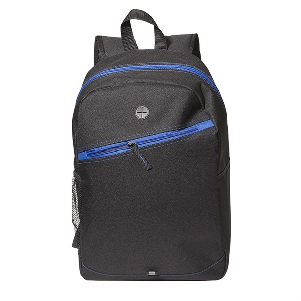 Black-Blue color option for Polyester Zip Fastening Tech Backpack