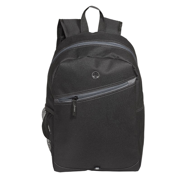 Black-Gray color option for Polyester Zip Fastening Tech Backpack