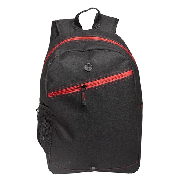 Black-Red color option for Polyester Zip Fastening Tech Backpack