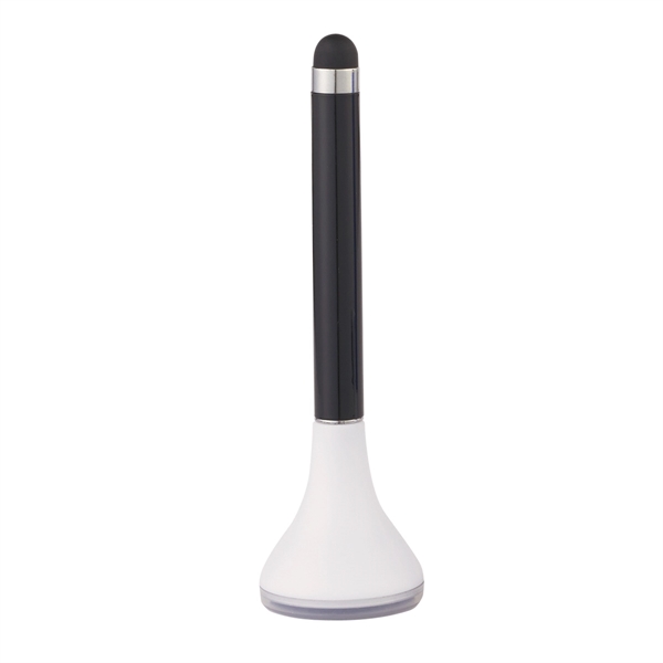 WHITE WITH BLACK color option for 2 In 1 Stylus Pen Stand And Screen Cleaner