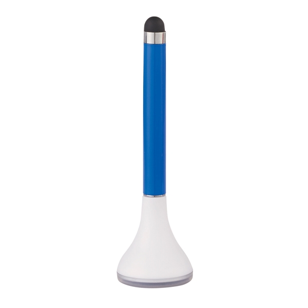 WHITE WITH BLUE color option for 2 In 1 Stylus Pen Stand And Screen Cleaner