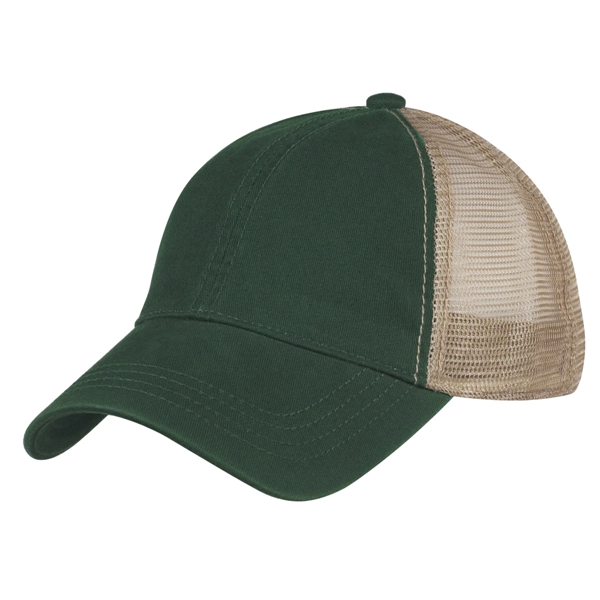 DARK GREEN WITH KHAKI color option for Cap With A Mesh Back Texture