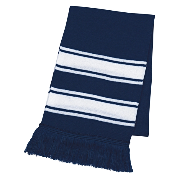 NAVY BLUE color option for Knitted Scarf With Fringe
