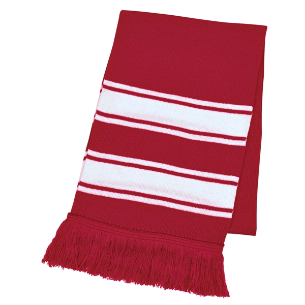Red color option for Knitted Scarf With Fringe
