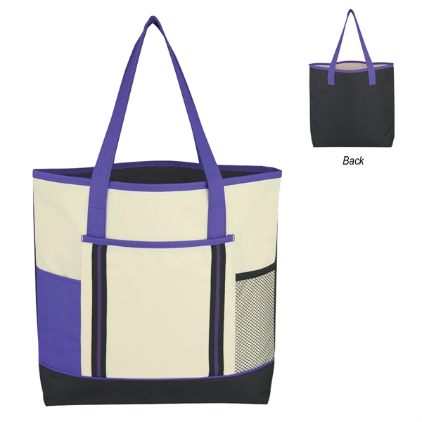 NATURAL PURPLE BLACK color option for Multicolored Tote