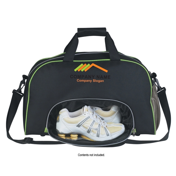 LIME WITH BLACK color option for Duffel Bag With Hook And Loop Closure