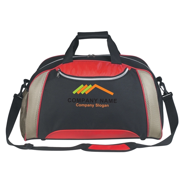 RED WITH BLACK color option for Duffel Bag With Hook And Loop Closure