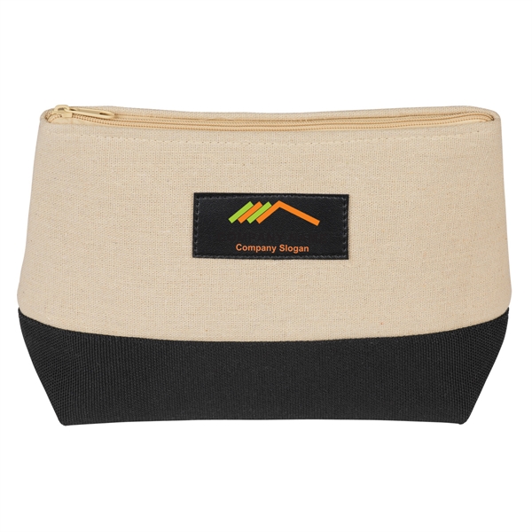 NATURAL WITH BLACK color option for Mini Cosmetic Bag