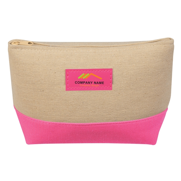 NATURAL WITH PINK color option for Mini Cosmetic Bag