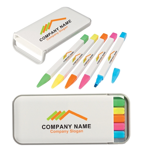 Main photo of 5 Chisel Tip Highlighters In Portable Highlightr Box