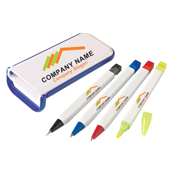 WHITE WITH BLUE color option for 4 In 1 Writing Set