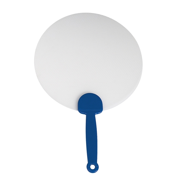 CLEAR WITH ROYAL color option for Custom Plastic Hand Fan