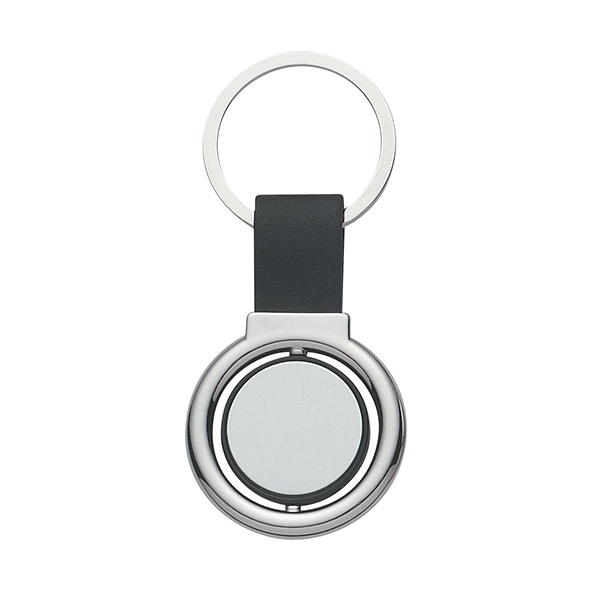 SILVER WITH BLACK color option for Round Spinning Key Chain