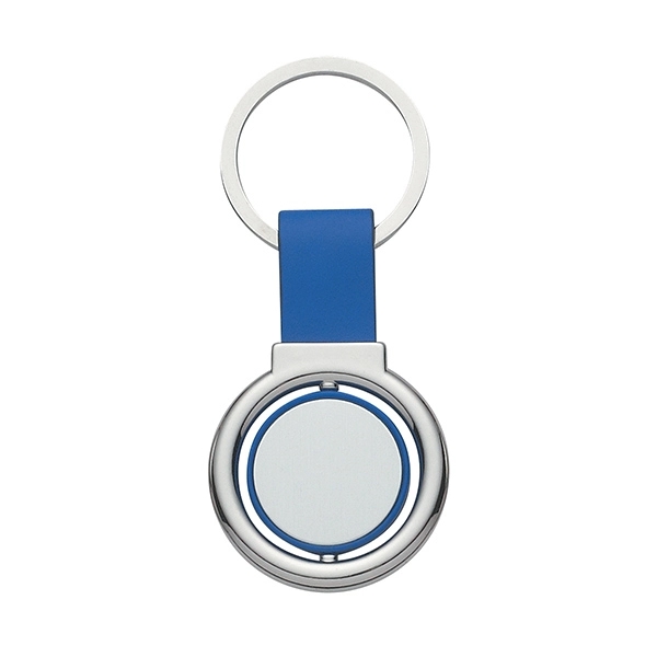 SILVER WITH BLUE color option for Round Spinning Key Chain