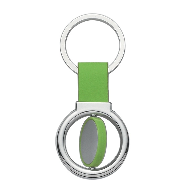 SILVER WITH LIME color option for Round Spinning Key Chain