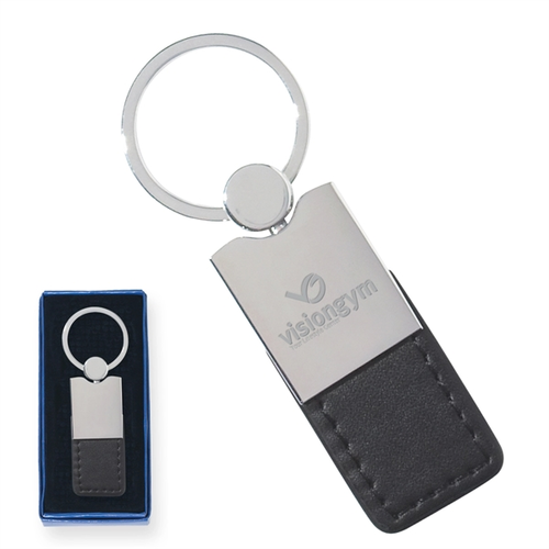 Main photo of Metal + Leatherette Key Chain