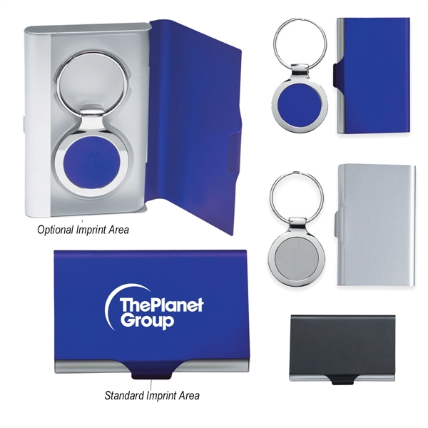 Blue color option for Business Card Case And Key Chain Combo