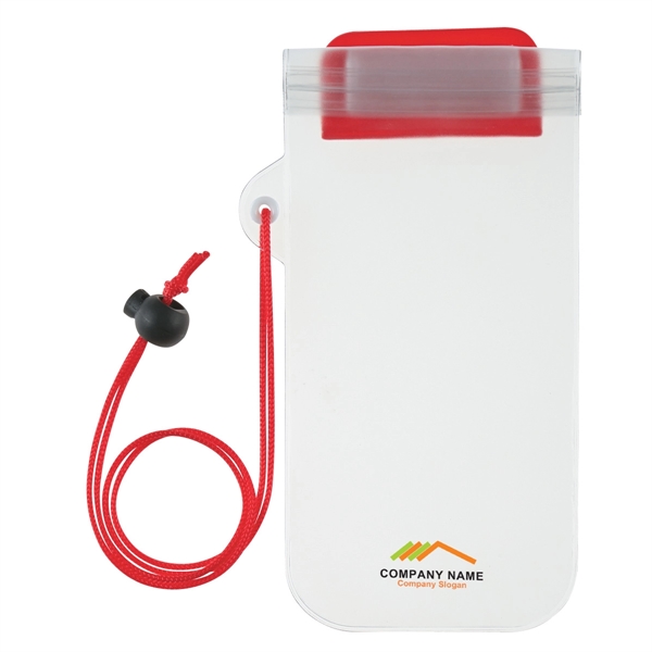 CLEAR WITH RED color option for Water Resistant Mobile Device Pouch