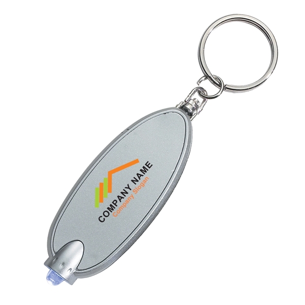 Matte Silver color option for Oval Key Chain With Led Light