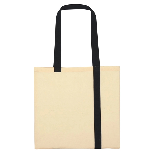 NATURAL WITH BLACK color option for Econo Canvas Tote Bag With Stripes