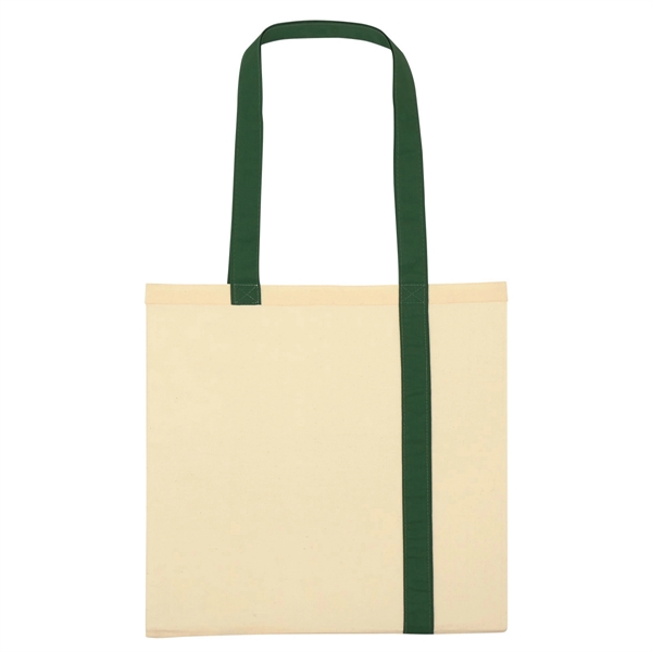 NATURAL WITH FOREST GREEN color option for Econo Canvas Tote Bag With Stripes