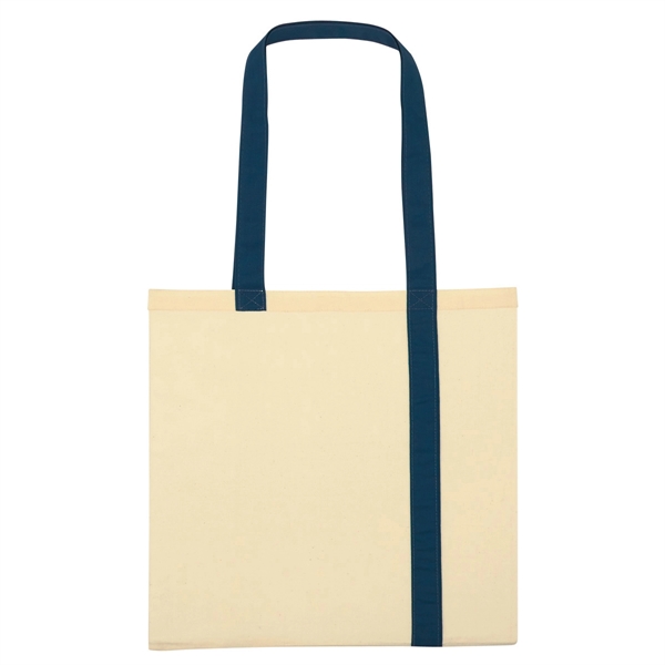 NATURAL WITH NAVY color option for Econo Canvas Tote Bag With Stripes