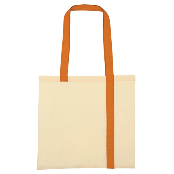 NATURAL WITH ORANGE color option for Econo Canvas Tote Bag With Stripes