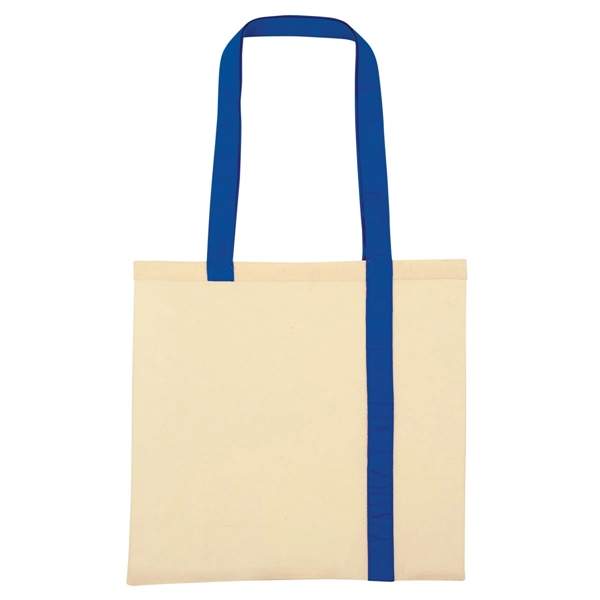 NATURAL WITH ROYAL BLUE color option for Econo Canvas Tote Bag With Stripes