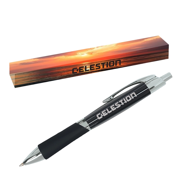 BLACK WITH SILVER color option for Beautiful Click Action Brass Pen