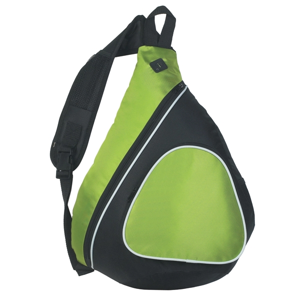 LIME WITH BLACK color option for Polyester Sling Backpack