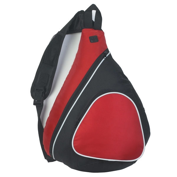 RED WITH BLACK color option for Polyester Sling Backpack