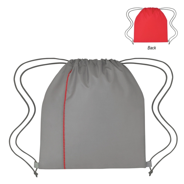 RED WITH GRAY color option for Reversible Drawstring Bag