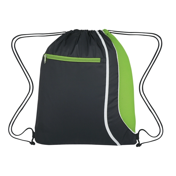 BLACK WITH LIME color option for Mesh Accented Drawstring Knapsack
