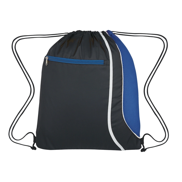 BLACK WITH ROYAL color option for Mesh Accented Drawstring Knapsack