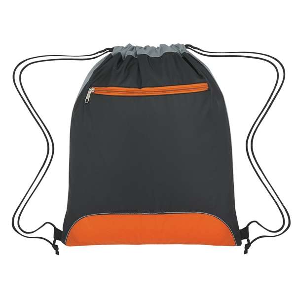BLACK WITH ORANGE color option for Two Toned Classic Drawstring Pack
