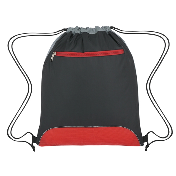 BLACK WITH RED color option for Two Toned Classic Drawstring Pack