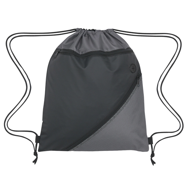 GRAY WITH BLACK color option for Commuter's Two Toned Drawstring Knapsack