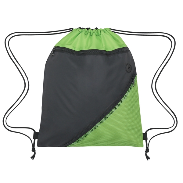 LIME WITH BLACK color option for Commuter's Two Toned Drawstring Knapsack