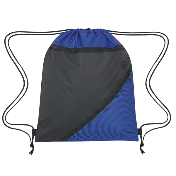 ROYAL BLUE WITH BLACK color option for Commuter's Two Toned Drawstring Knapsack