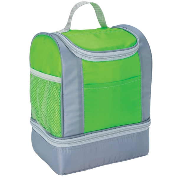 LIME WITH GRAY color option for Double Cooler Lunch Bag