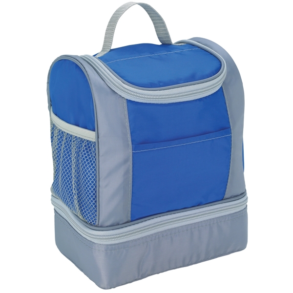 ROYAL BLUE WITH GRAY color option for Double Cooler Lunch Bag