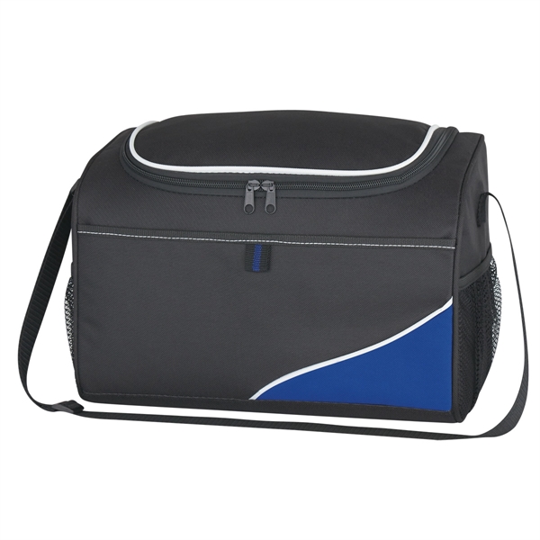 BLACK WITH ROYAL color option for Polyester Cooler Lunch Bag With Straps